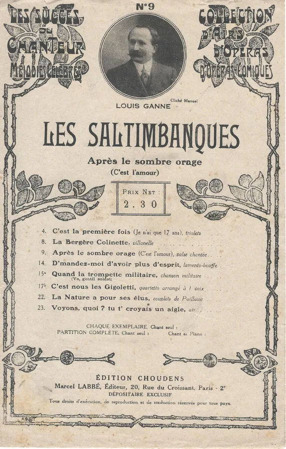 Cover for Louis Ganne | Maurice Ordonneau | Les Saltimbanques | C'est l'amour | Chanson