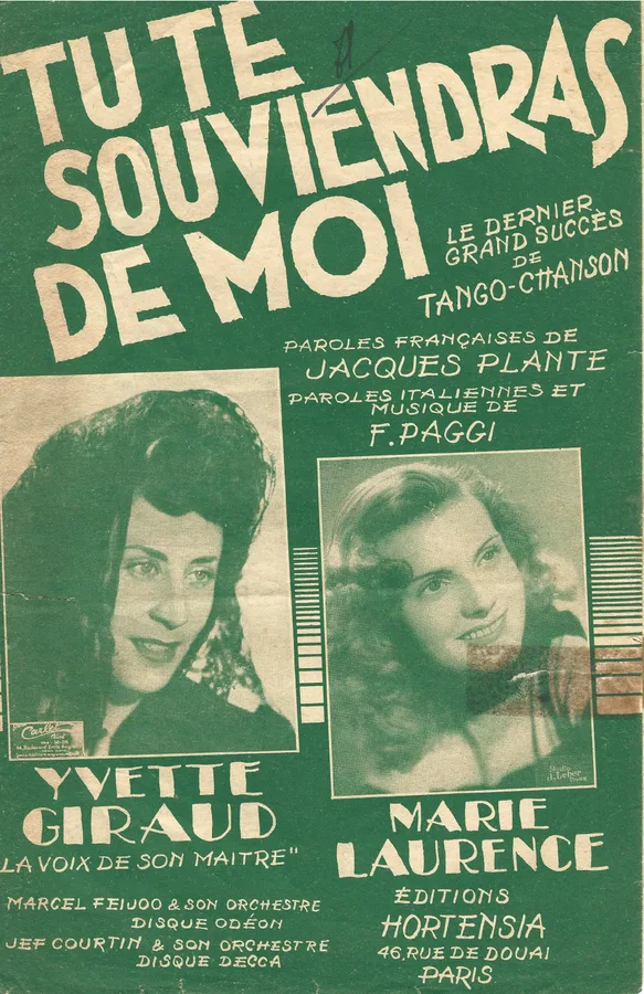 Cover for Yvette Giraud | F. Paggi  | Tu te souviendras de moi | Vocals