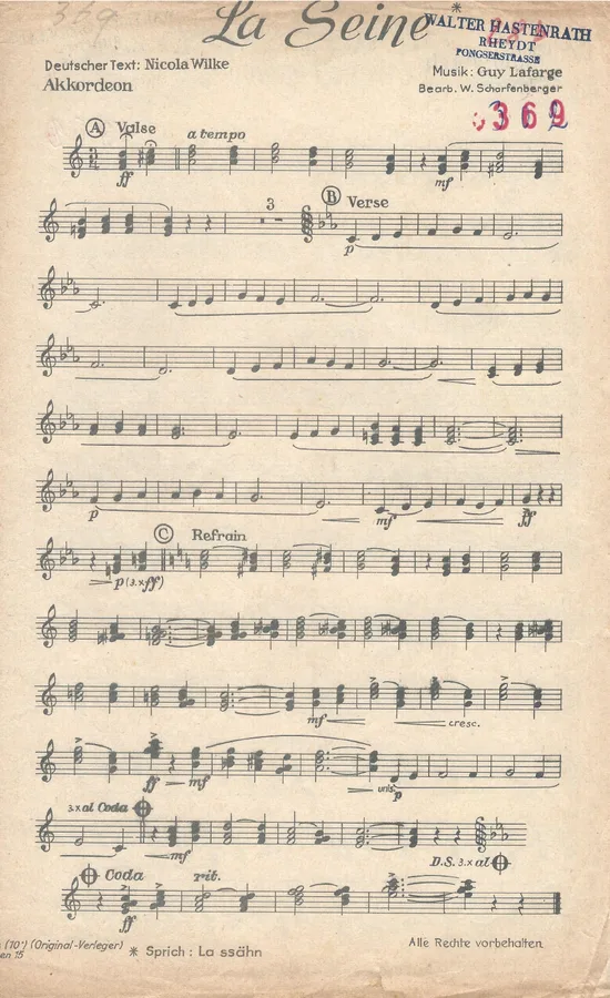 Cover for Guy Lafarge | W. Scharfenberger | La Seine | Accordion