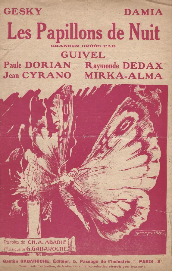 Cover for Damia | Jean Cyrano | Gaston Gabaroche | Les Papillons de Nuit | Chanson