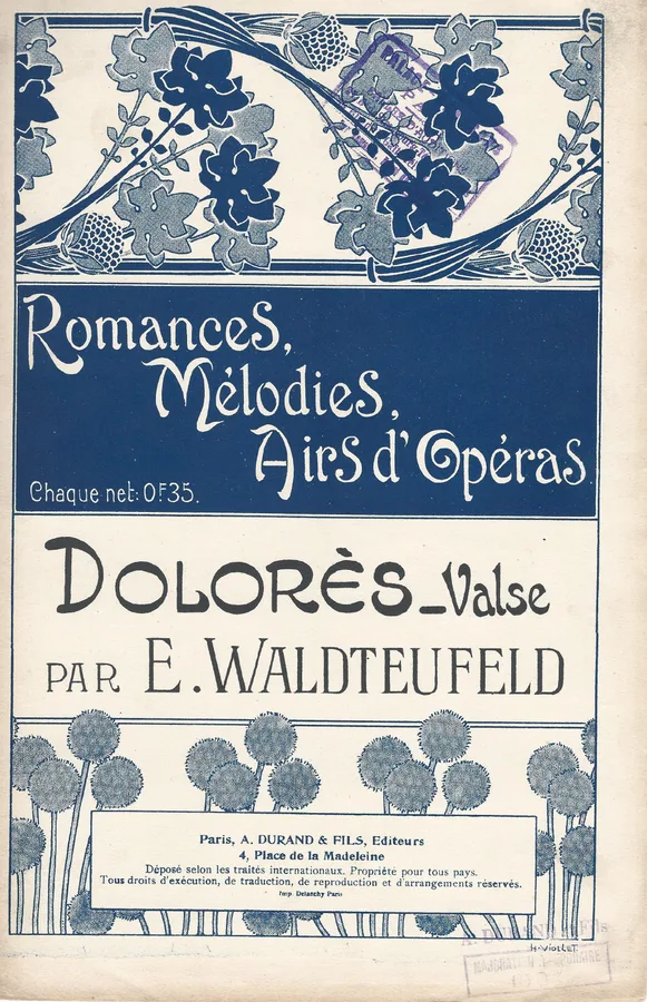 Cover for Emile Waldteufeld | H. Mouton | Dolores | Chant