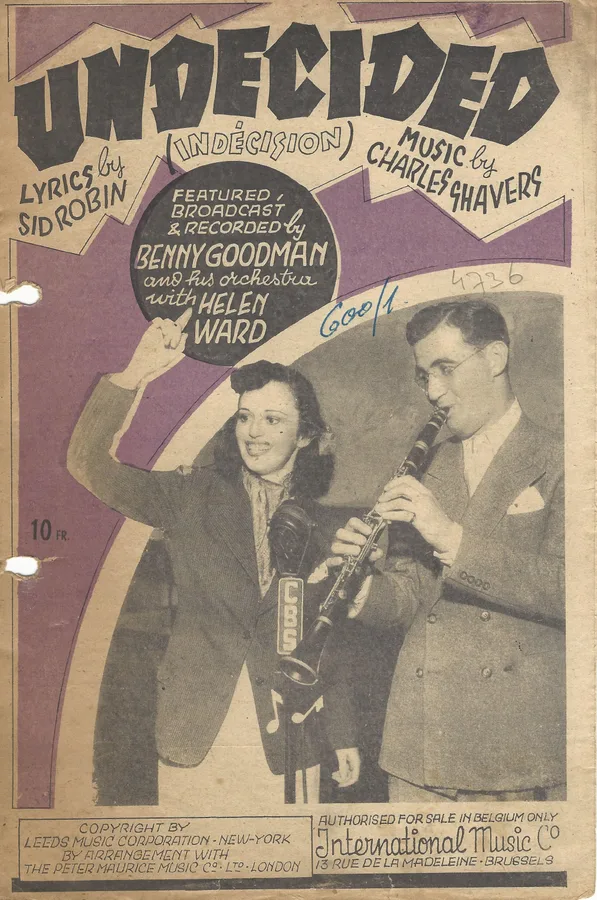 Cover for Benny Goodman | Charlie Shavers | Helen Ward | Undecided | Piano | Vocals