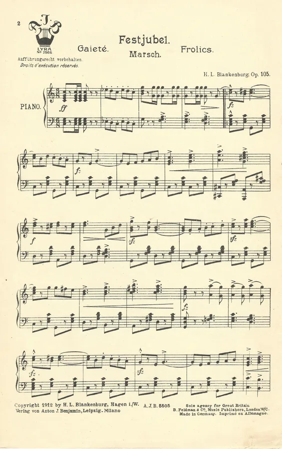 Cover for H.L. Blankenburg | Festjubel | Orchestra