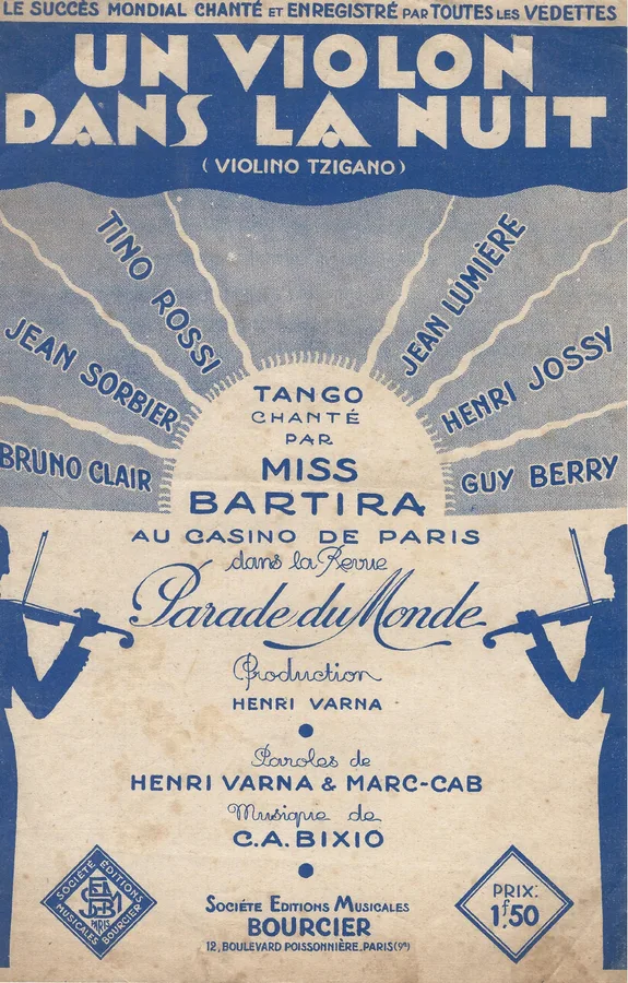 Cover for Tino Rossi | Jean Lumiere | Guy Berry | C.A. Bixio | Un violon dans la nuit | Chanson and accordeon