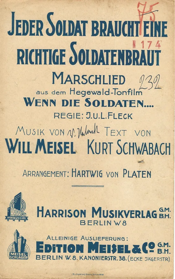 Cover for Will Meisel | Jeder Soldat | Piano | Vocals