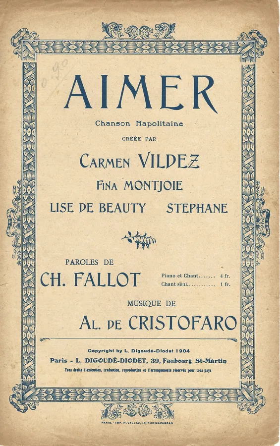 Cover for Carmen Vildez | Albert de Christofaro | Aimer | Chanson