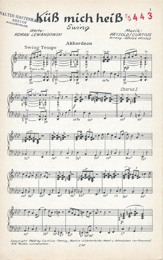 Cover for Patzhold | Curtius | Kuss mich heiss | Accordion