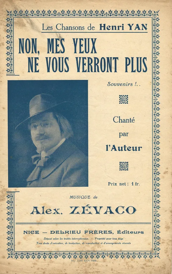 Cover for Alex. Zevaco | Henri Yan | Non, mes yeux ne vous verront plus | Piano | Vocals