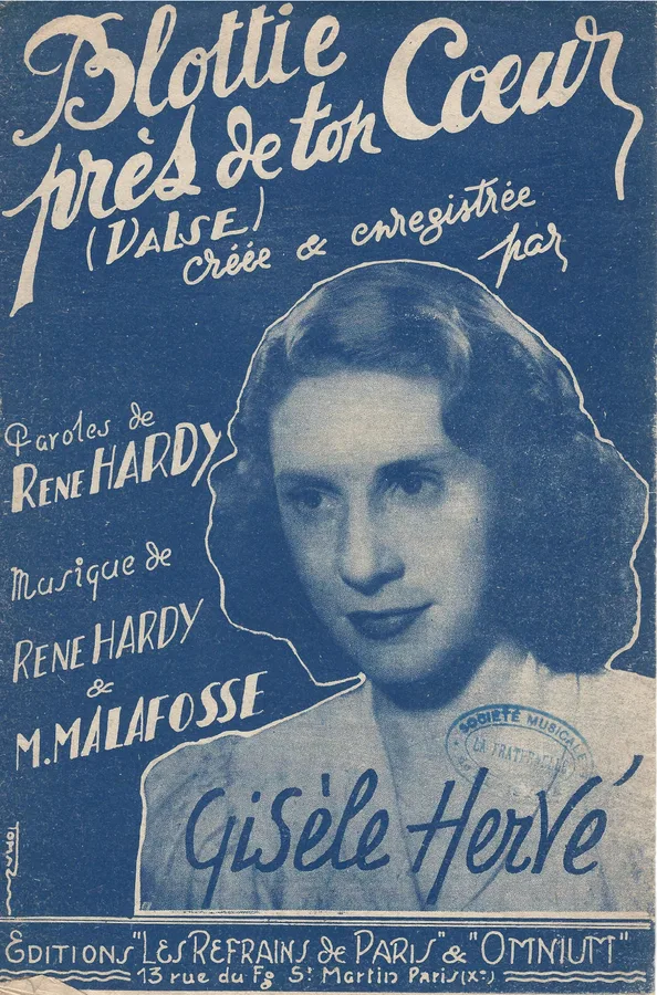 Cover for Rene Hardy | M. Malafosse | Blottie pres de ton coeur | Chant