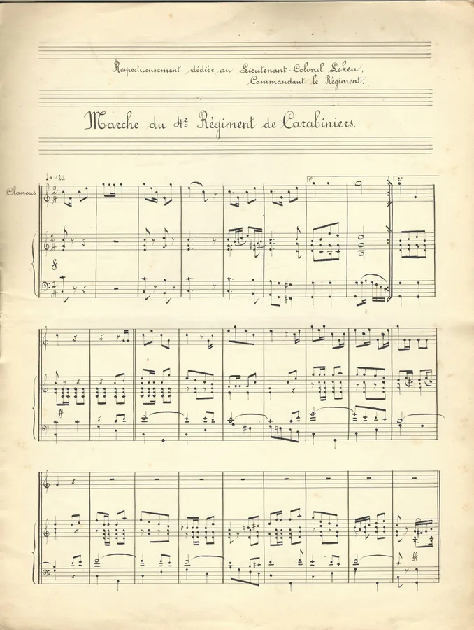 Cover for R. De Cennine | Marche du 4e Regiment de Carabiniers | Piano