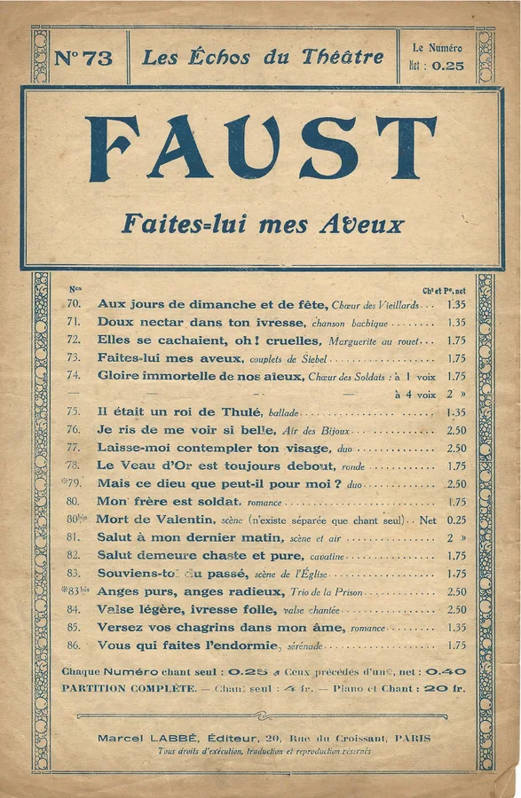 Cover for Ch. Gounod | Faites lui mes Aveux | Faust | Vocals