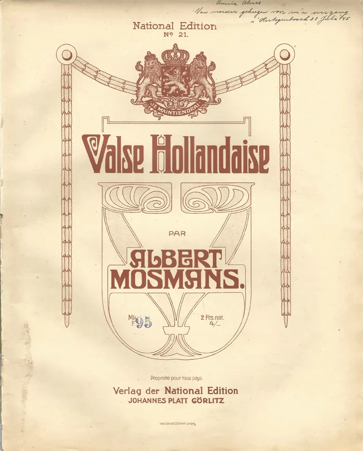 Cover for Albert Mosmans | Valse Hollandaise | Piano | Vocals