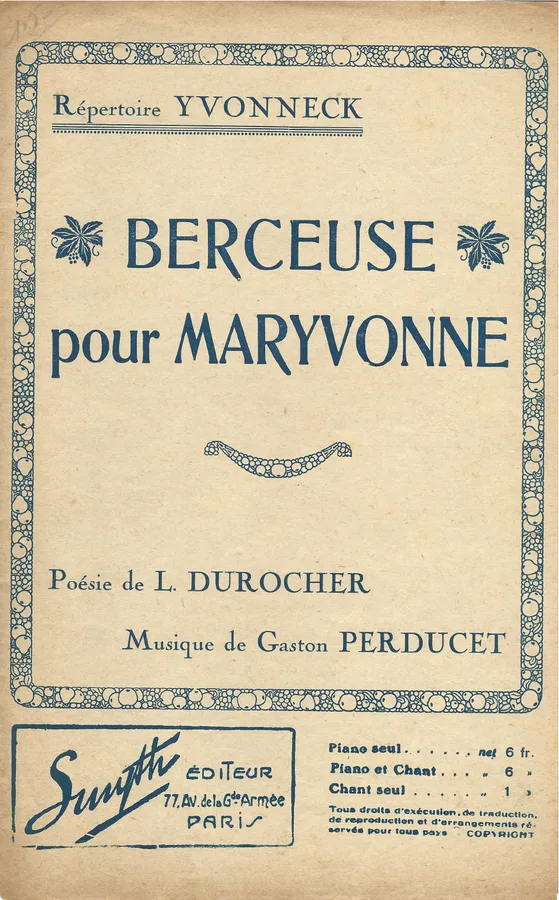 Cover for Gaston Perducet | Yvonneck | Berceuse pour Maryvonne | Chanson