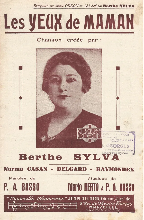 Cover for Berthe Sylva | Mario Berto | Les Yeux de Maman | Chanson | Piano