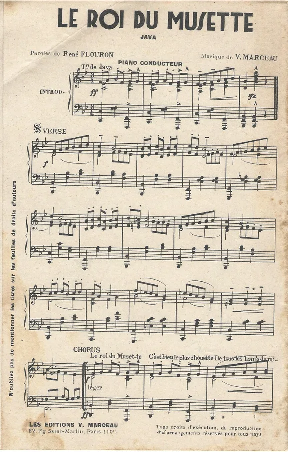 Cover for V. Marceau | Le Roi du Musette | Piano