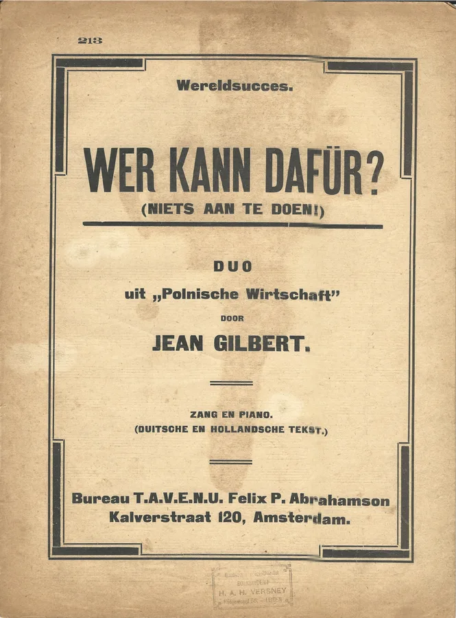 Cover for Jean Gilbert | Wer Kann Dafür | Niets aan te doen | Piano | Vocals