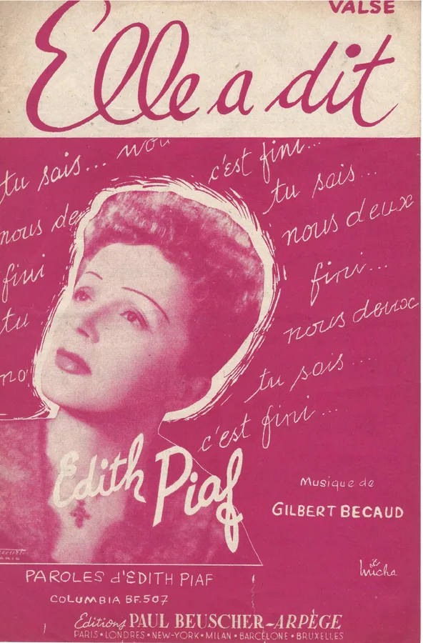 Cover for Edith Piaf | Gilbert Becaud | Elle a dit | Chanson