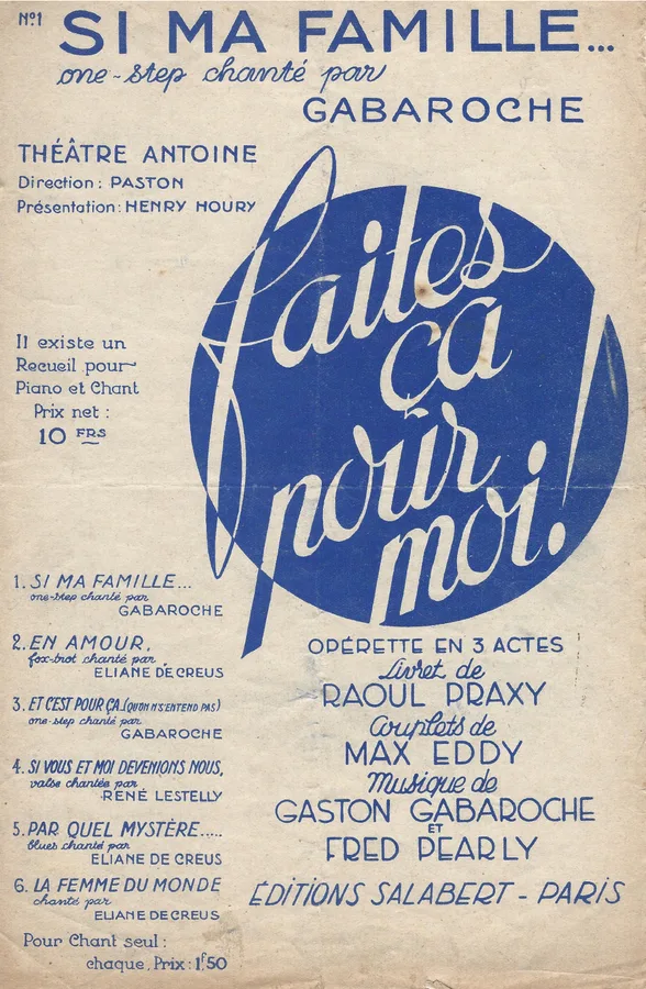 Cover for Gaston Gabaroche | Fred Pearly | Si ma famille | Chanson
