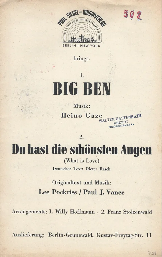 Cover for Heino Gaze | Big Ben | Piano
