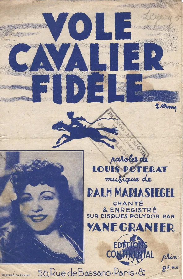 Cover for Yane Granier | Ralph Maria Siegel | Vole Cavalier Fidele | Chanson