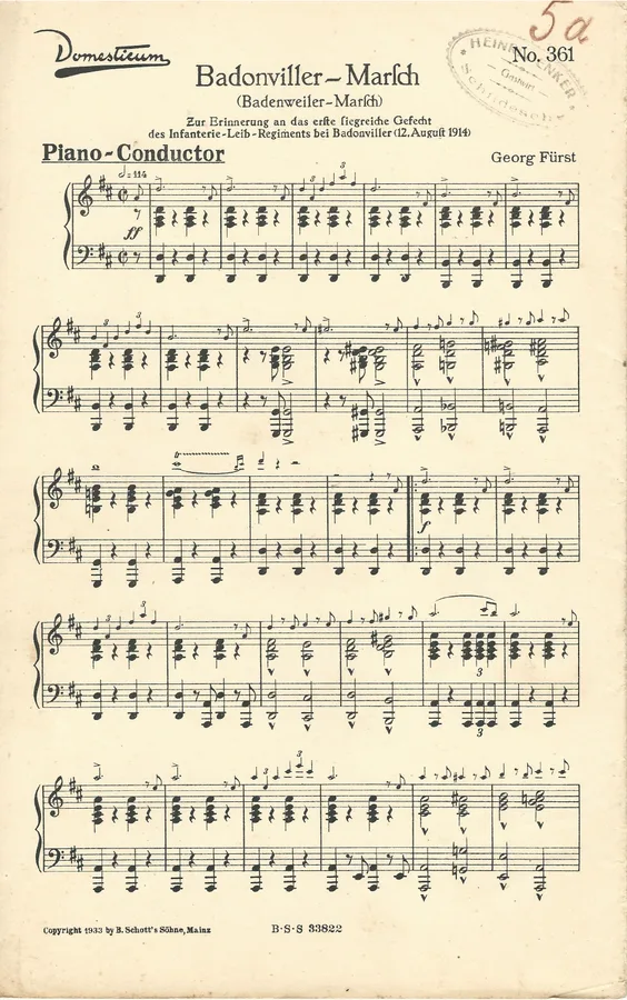 Cover for Georg Fürst | Badonviller Marsch | Piano
