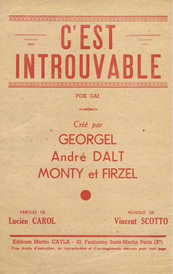 Cover for Georgel | Vincent Scotto | C'est Introuvable | Chanson | Vocals