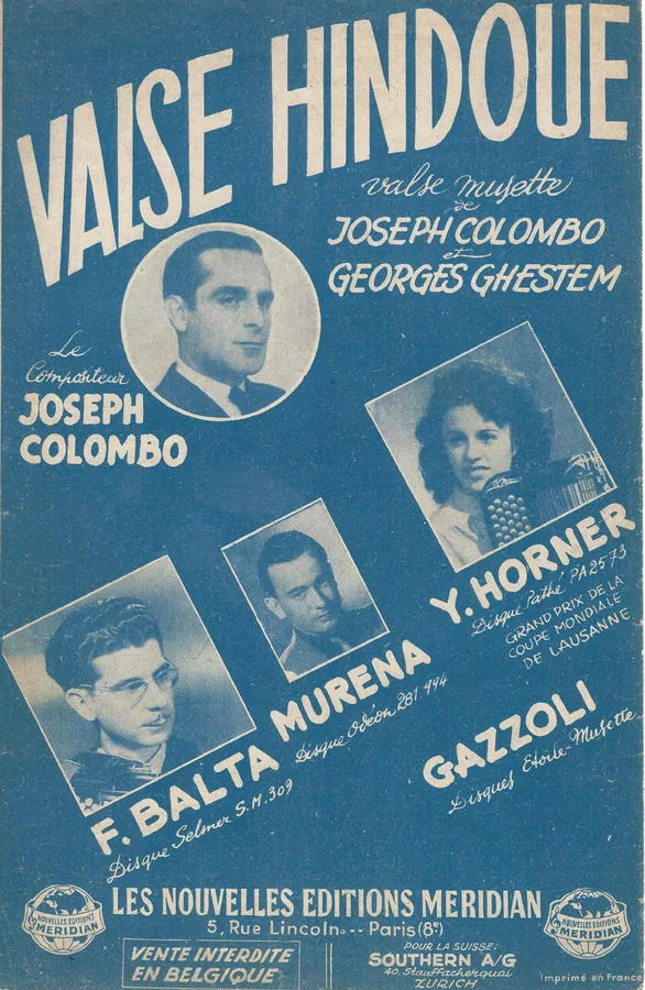 Cover for Joseph Colombo | Georges Gesthem | Valse Hindoue | Accordion | Pia