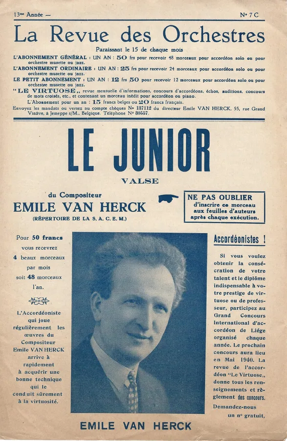 Cover for Emile van Herck | Le Junior | Accordion | Piano