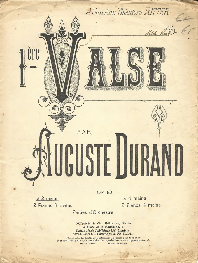 Cover for Auguste Durand | 1st Valse | Piano