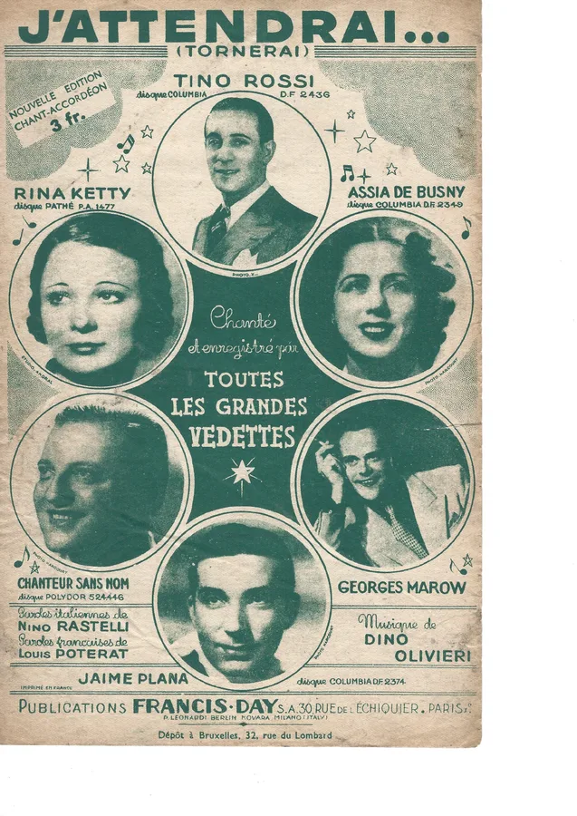 Cover for Tino Rossi | Dino Olivieri | J'Attendrai | Accordeon