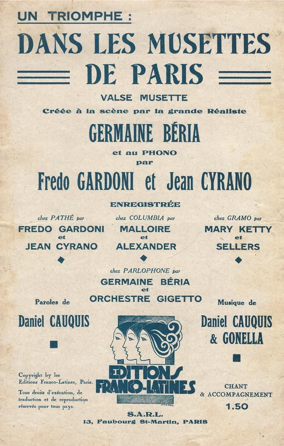 Cover for Daniel Cauquis | Fredo Gardoni | Dans les Musettes de Paris | Chanson