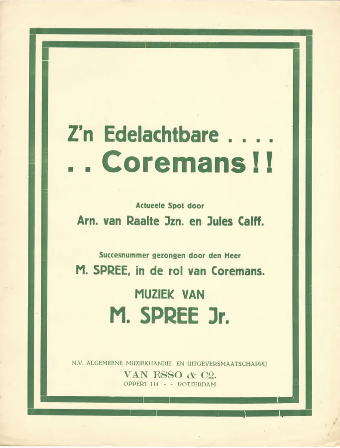 Cover for M. Spree Jr. | Z'n Edelachtbare Coremans | Piano | Vocal
