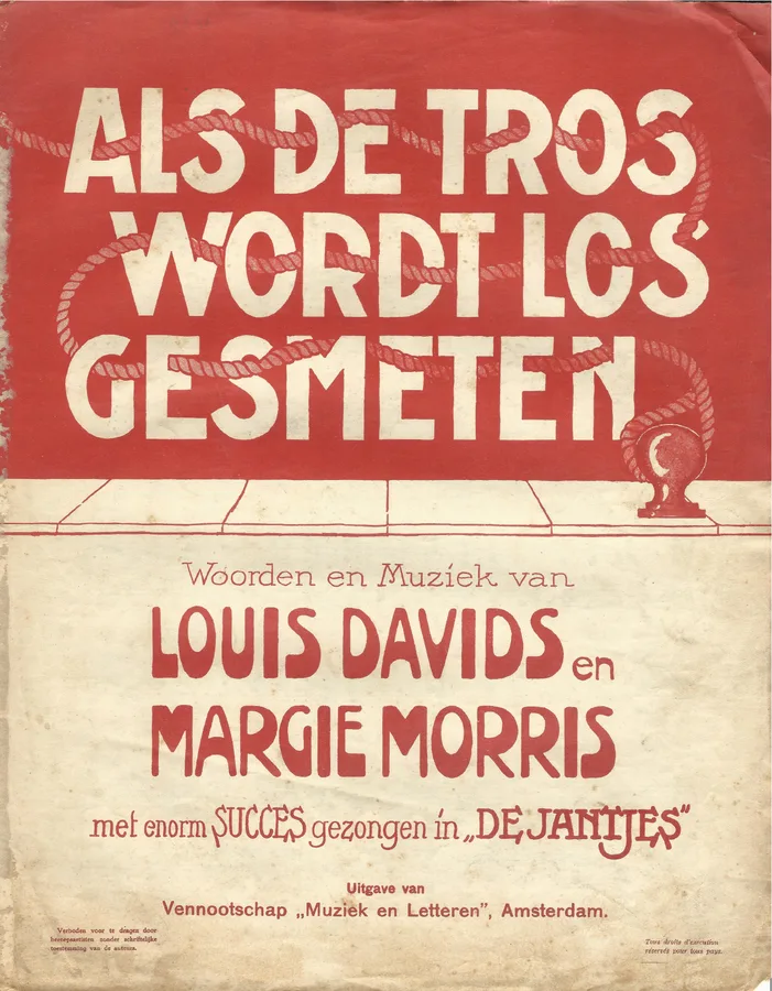 Cover for Louis Davids | Margie Morris | Als de tros wordt losgesmeten | Piano