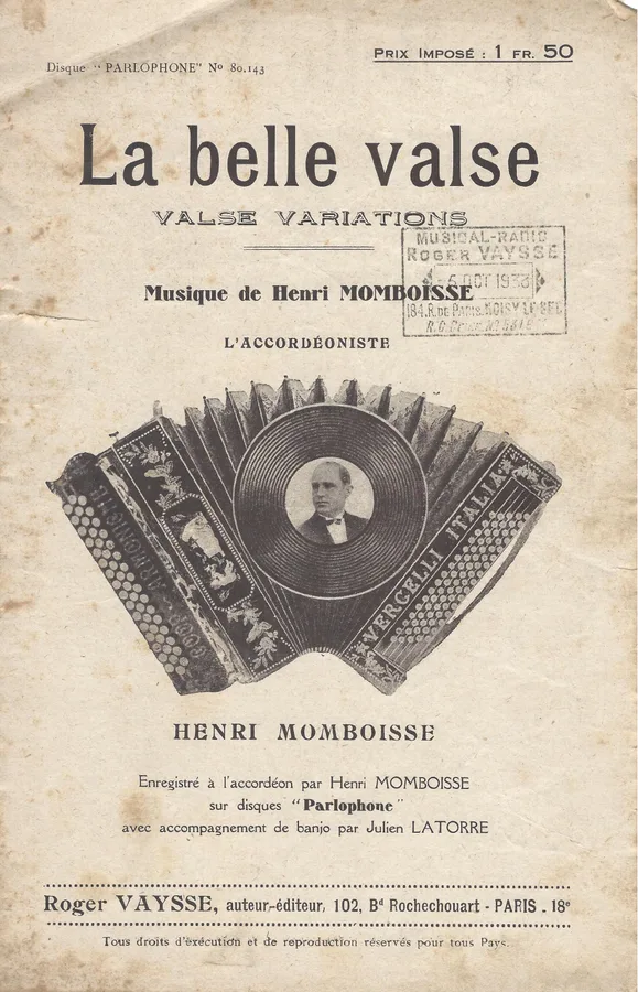 Cover for Henri Momboisse | Alcib Mario | La belle valse | Piano | Accordion