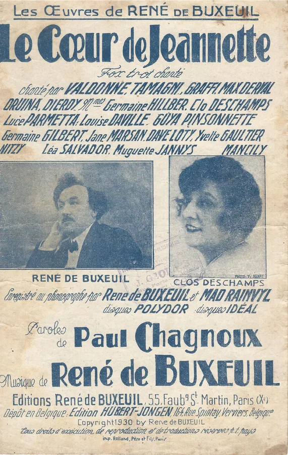 Cover for Rene de Buxeuil | Le Coeur de Jeannette  | Chanson