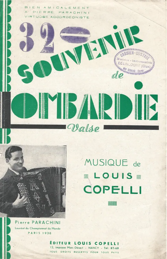 Cover for Louis Copelli | Pierre Parachini | Souvenir de Lombardie | Piano | Accordion