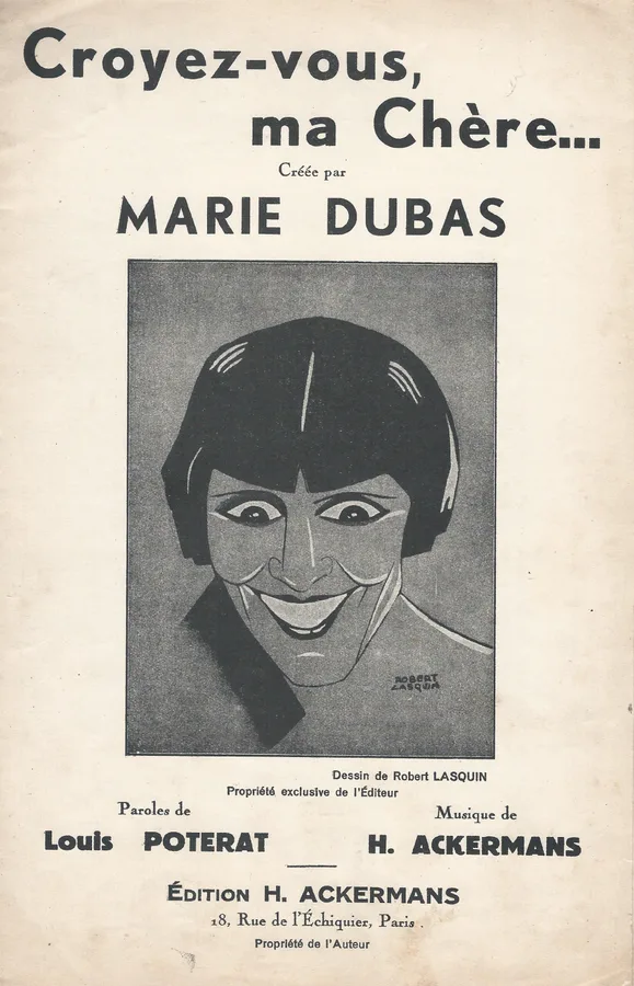 Cover for Marie Dubas | H. Ackermans | Croyez vous ma Chere | Chanson