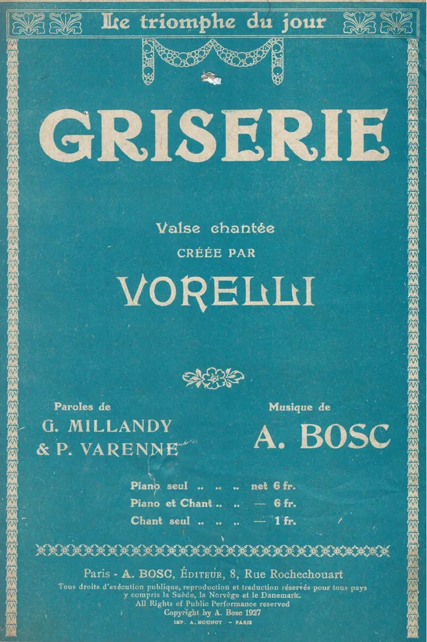 Cover for A. Bosc | Vorelli | Griserie | Chanson