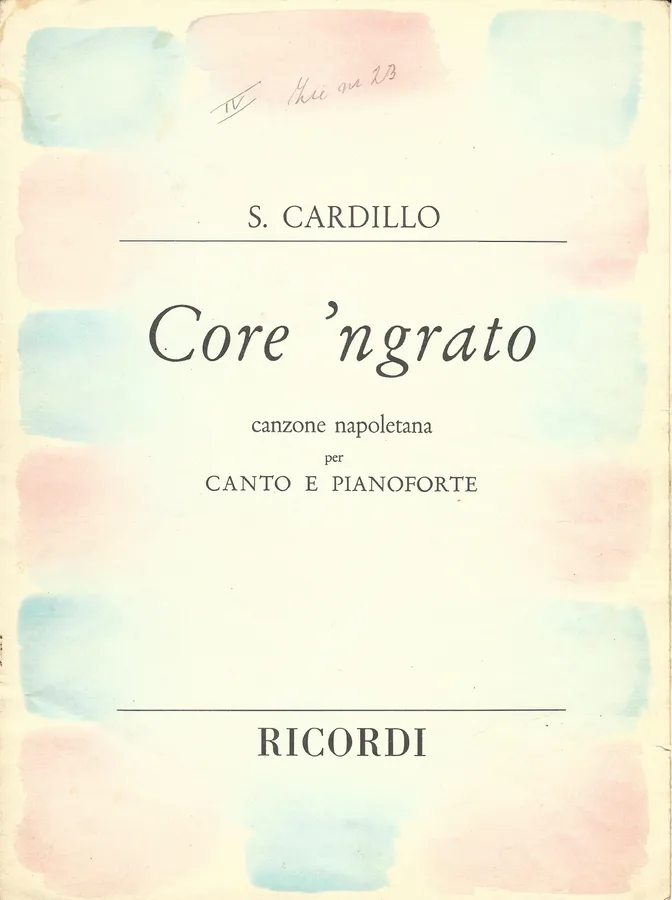 Cover for Salvatore Cardillo | Core 'ngrato | Piano | Vocals