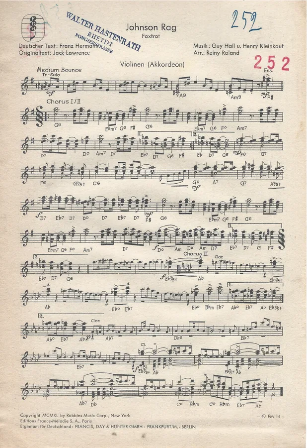 Cover for Guy Hall | Henry Kleinkauf | Johnson Rag | Violin | Accordion