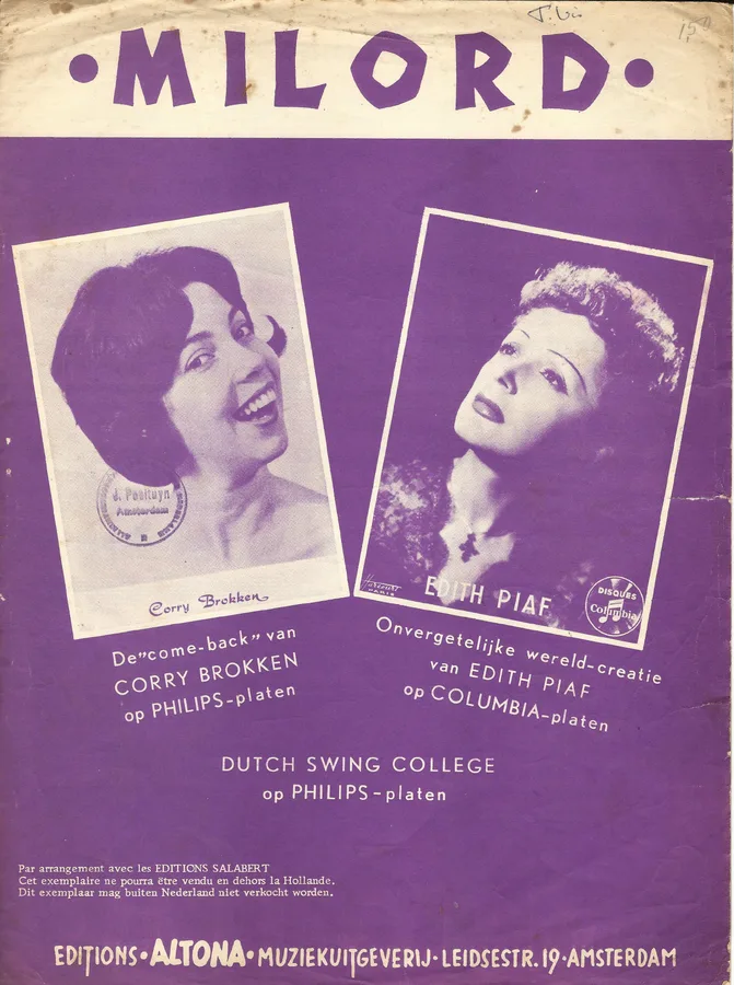 Cover for Edith Piaf | Corry Brokken | Marguerite Monnot | Milord | Chanson
