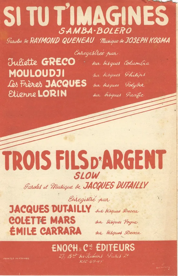 Cover for Jacques Dutailly | Emile Carrara | Trois fils d'argent | Piano
